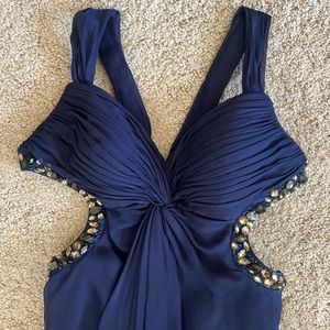 La Femme Beaded Rhinestone Gown